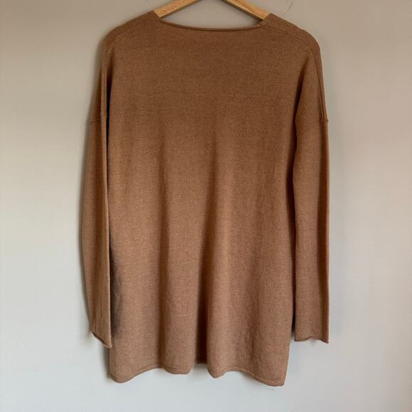 Aritzia Babaton Women's Sweater Camel Tan Wool Linen Blend Tunic Capsule - Picture 9 of 12